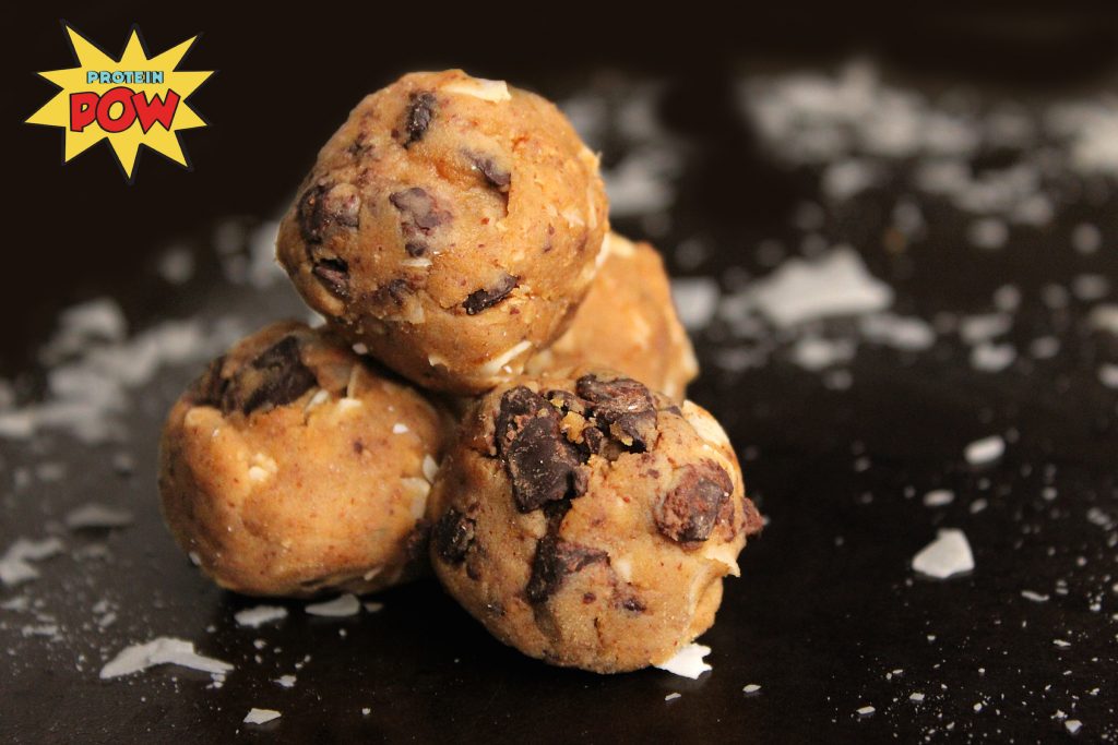 Chocolate Chip Peanut Butter Cookie Dough Protein Balls (Vegan)