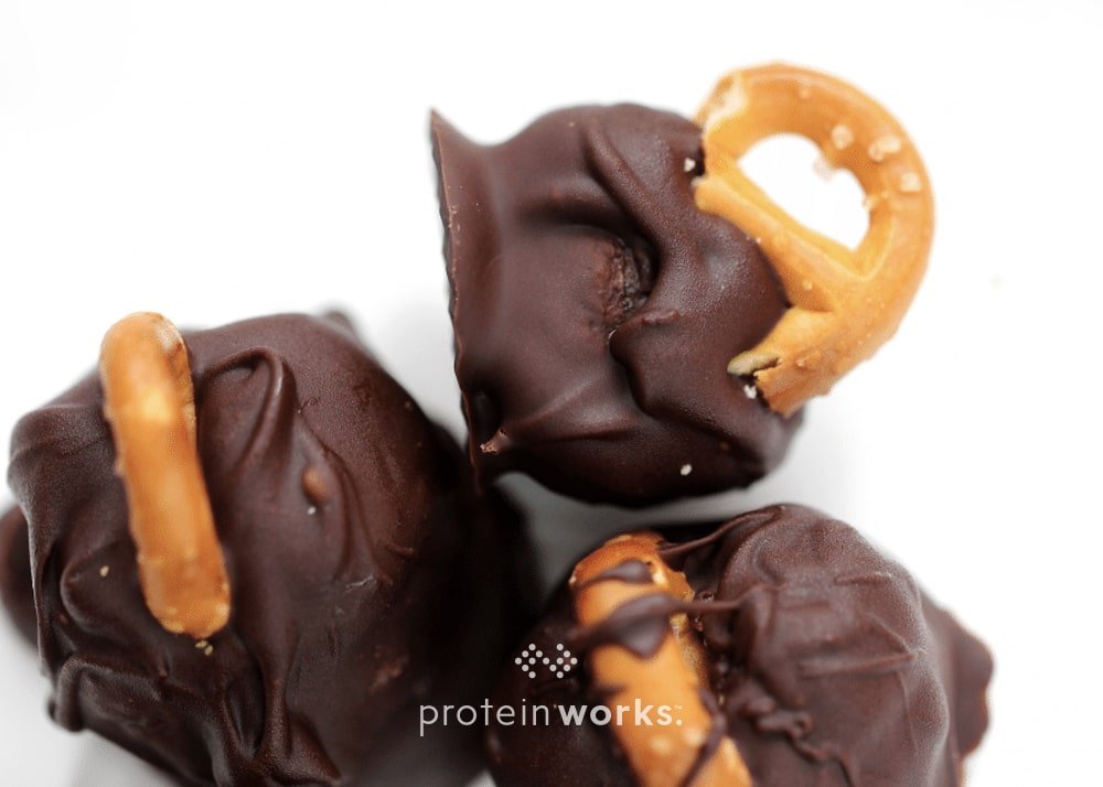 Dark Chocolate and Pretzel Protein Truffles