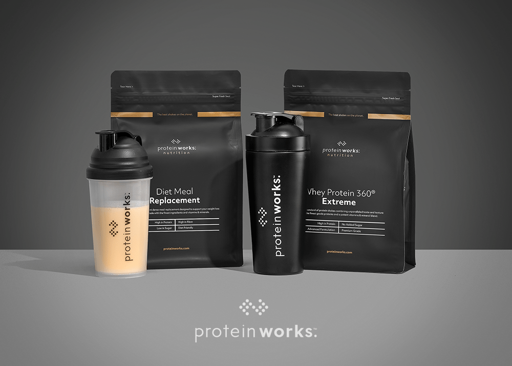 A protein shake and meal replacement shake side by side